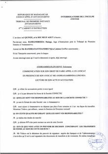 interrogatoire de solo du 19 août 2015 par le juge d instruction avec la traduction en français