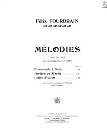 Partition complète, Lettre d adieu, Mélodie, G minor, Fourdrain, Félix