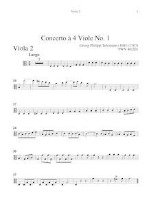 Partition viole de gambe 2, 4 concerts pour 4 violons, TWV 40:201-204