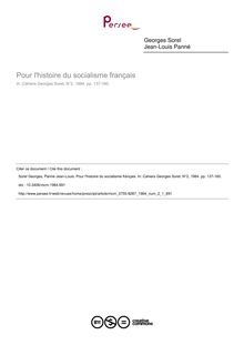 Pour l histoire du socialisme français - article ; n°1 ; vol.2, pg 137-160