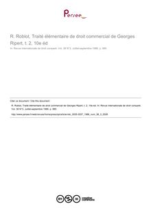 R. Roblot, Traité élémentaire de droit commercial de Georges Ripert, t. 2, 10e éd - note biblio ; n°3 ; vol.38, pg 985-985