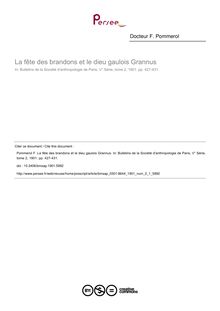 La fête des brandons et le dieu gaulois Grannus - article ; n°1 ; vol.2, pg 427-431