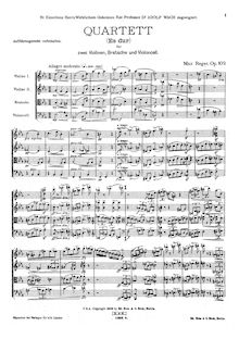 Partition complète, corde quatuor No.4, Op.109, E♭ major, Reger, Max