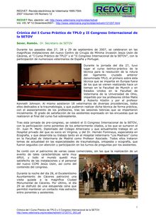 Crónica del I Curso Práctico de TPLO y II Congreso Internacional de la SETOV
