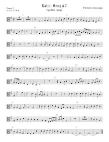 Partition ténor viole de gambe 2, alto clef, Ego flos campi, Clemens non Papa, Jacobus
