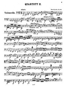 Partition violoncelle, corde quatuor No.2, Op.13, A minor, Mendelssohn, Felix