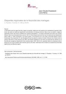Disparités régionales de la fécondité des mariages - article ; n°4 ; vol.11, pg 653-672