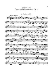 Partition clarinette 1, 2 (en B♭), Pomp et Circumstance, Op.39, Elgar, Edward
