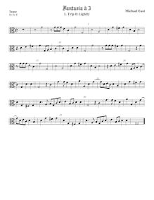 Partition ténor viole de gambe, alto clef, Trios pour 3 violes de gambe par Michael East