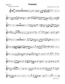 Partition Soprano 1 enregistrement , Fantasia, C minor, Lupo, Thomas