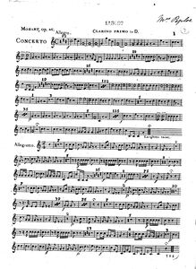 Partition trompette 1 (D), Piano Concerto No.26, Krönungskonzert ; Coronation Concerto