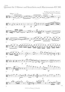 Partition viole de gambe, Piano Sonata No.5, G major, Mozart, Wolfgang Amadeus