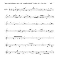 Partition violons I, Concerto Grosso en D major, HWV 317, HWV 317 ; Op.3 No.6