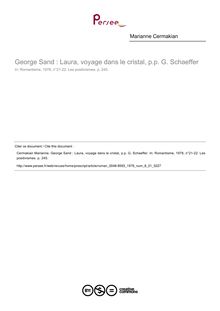 George Sand : Laura, voyage dans le cristal, p.p. G. Schaeffer  ; n°21 ; vol.8, pg 245-245