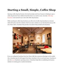Starting a Small, Simple, Coffee Shop