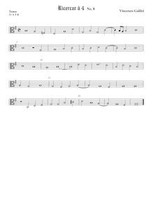 Partition Tenor2 viole de gambe, alto clef, Intavolature de lauto, madrigali e ricercare