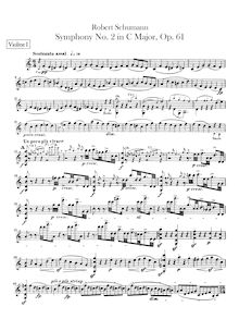 Partition violon 1, Symphony No.2, Op.61, C Major, Schumann, Robert