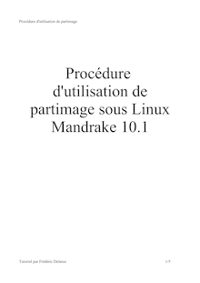 Procédure d utilisation de partimage sous Linux Mandrake 10.1