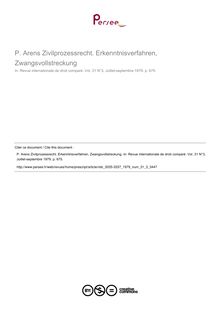 P. Arens Zivilprozessrecht. Erkenntnisverfahren, Zwangsvollstreckung - note biblio ; n°3 ; vol.31, pg 675-675