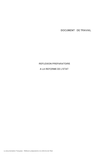 Réflexion préparatoire à la réforme de l Etat : document de travail