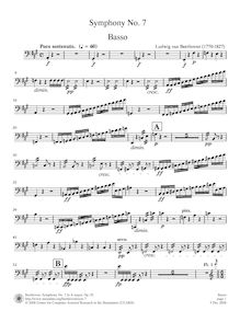Partition Basses, Symphony No.7, A major, Beethoven, Ludwig van
