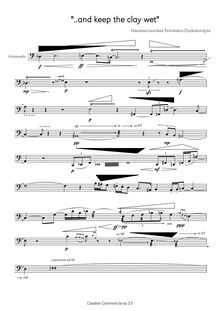 Partition violoncelle,  ...et keep pour clay wet , Psimikakis-Chalkokondylis, Nikolaos-Laonikos