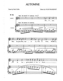 Partition complète (F Major: medium voix et piano), Poème d octobre