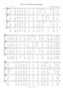 Partition chœur Score, Es ist ein Ros entsprungen, Praetorius, Michael