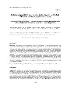 Intake, digestibility and intake behaviour in cattle fed different levels of palm kernel cake