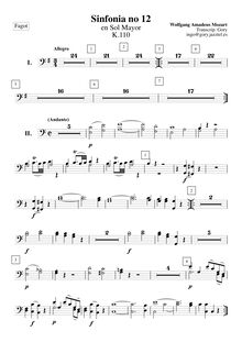 Partition basson 1/2, Symphony No.12, G major, Mozart, Wolfgang Amadeus