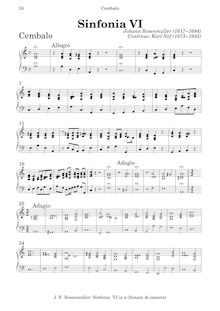Partition clavecin , Sinfonia VI par Johann Rosenmüller
