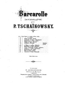 Partition Piano 1, pour Seasons, Времена года, Tchaikovsky, Pyotr par Pyotr Tchaikovsky