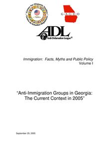 Anti-Immigration Groups in Georgia: The Current Context in  2005
