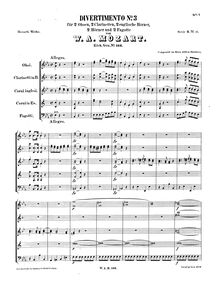 Partition complète, Divertimento, Divertimento No.3, E♭ major, Mozart, Wolfgang Amadeus