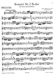 Partition cor Solo (en E♭), cor Concerto, Horn Concerto No.2, E♭ major
