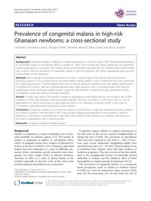Prevalence of congenital malaria in high-risk Ghanaian newborns: a cross-sectional study