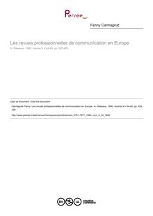 Les revues professionnelles de communication en Europe - article ; n°44 ; vol.9, pg 425-429