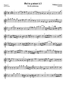 Partition ténor viole de gambe 2, octave aigu clef, Airs et Fantasia pour 5 violes de gambe