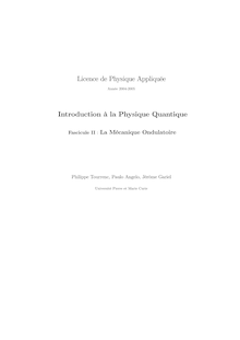 Licence de Physique Appliquée Introduction à la Physique Quantique