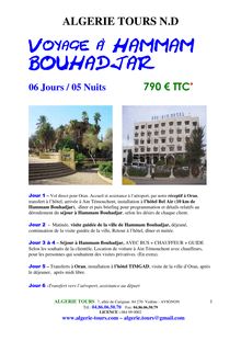 ALGERIE TOURS N.D - Voyage à HAMMAM BOUHADJAR BOUHADJAR