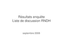 Résultats enquête Liste de discussion RNDH
