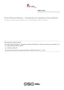 Entre Paris et Moscou : Constantes et variations d une alliance - article ; n°3 ; vol.7, pg 359-365