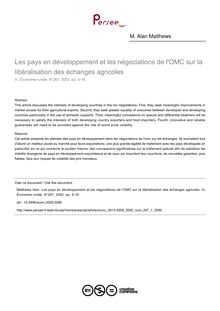 Les pays en développement et les négociations de l OMC sur la libéralisation des échanges agricoles - article ; n°1 ; vol.267, pg 5-18