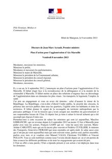 Discours de Jean-Marc Ayrault, Premier ministre - Plan d’action pour l’agglomération d’Aix-Marseille 