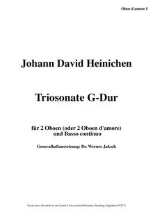 Partition hautbois d amore 1 (alternate pour hautbois 1), Triosonata en G major (SeiH 252)