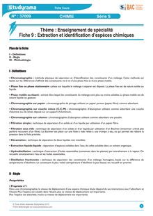 Cours Chimie - Série ES: Extraction et identification d espèces chimiques 