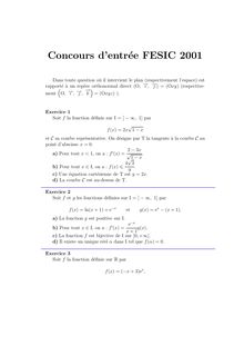 Concours Commun post bac S 2001 Concours FESIC