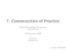 Tutorial. 7. Communities of Practice