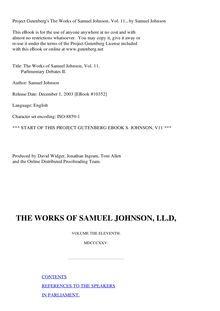 The Works of Samuel Johnson, Volume 11. - Parlimentary Debates II.