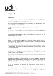 La lettre de Jean-Louis Borloo à l UDI